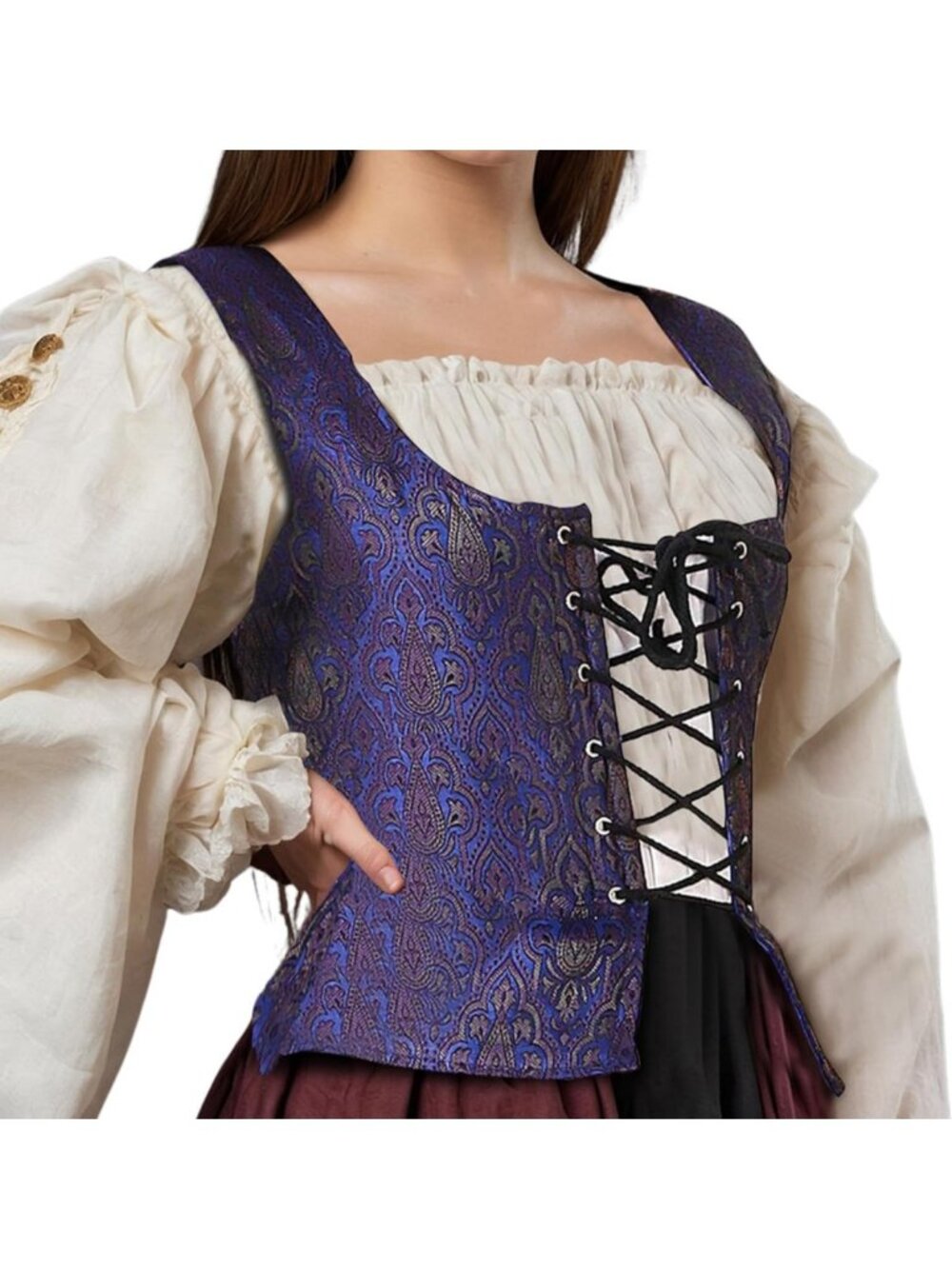 Renaissance Pirate Reversible Corset Top for Women - Vintage Costume Wear